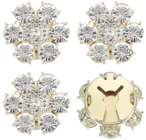 PATIKIL Knappskydd för kvinnor 22 mm, 4 st strass knappskydd kristall blomma manschettknappar för män skjortor blusar ärm klänning smoking affärer, vit