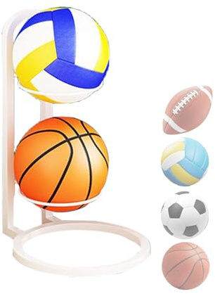 Generico Baskethållare, basketställ - volleybollhållare i gjutjärn - flerskiktsbollhållare, bollförvaring för sovrum, vardagsrum, garage