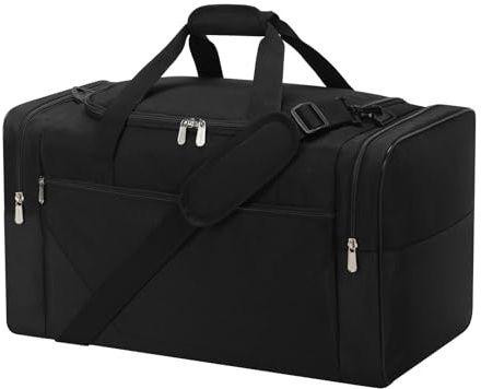LONALIA Sac de Sport 45L - 53×28×30cm Sac de Voyage avec Multi Poches pour Sport, Weekend - Noir