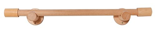 Premium B trästång, massivt trä, romersk hängande stång med ringar och justerbar enkel dubbelstång (200 cm) för slish-fönsterbehandling