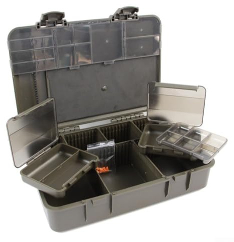 Utomhus Karp Fiskeutrustning Box 28 cm med avdelare | Perfekt för små föremål, håller riggarna snygga, organiserad förvaring, ABS-material, grön färgfinish