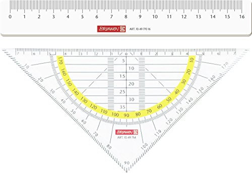 Brunnen Geometrie-Dreieck/Geodreieck für Schule und Büro 16 cm, glasklar + Brunnen Lineal (für Schule und Büro 16 cm, glasklar)