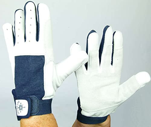 BluePort 2 Paar Unisex Segelhandschuhe Gr. S / 7 aus Leder - Alle Finger geschlossen - Montagehandschuhe Fahrradhandschuhe