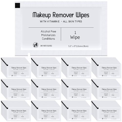 Swiffen 150 Pcs Makeup Remover Wipes Bulk Waterproof Makeup Wipes Individually Wrapped Face Wipes for Women Gentle Facial Cleansing Towelettes for Travel Hotel Skin Mascara Lipstick Oil Dirt (White)