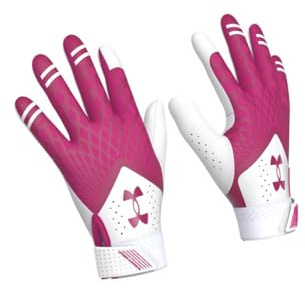 Under Armour Girls' Glyde Softball Gloves, (654) Tropic Pink/White/Tropic Pink, Medium