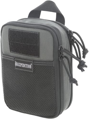MAXPEDITION Double-Decker EDC Pocket Organizer (5” x 2.5” x 7”) EDC Pouch, Tactical Tool Pouch for Organization, MOLLE Accessories for Everyday Carry (Wolf Gray) 0247W