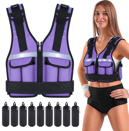 Sportneer Gilet da corsa regolabile 0,9 – 8 kg, 9 in 1 rapidamente regolabile per uomini e donne, allenamento con la forza, calistenica e palestra, gilet in peso di alta qualità