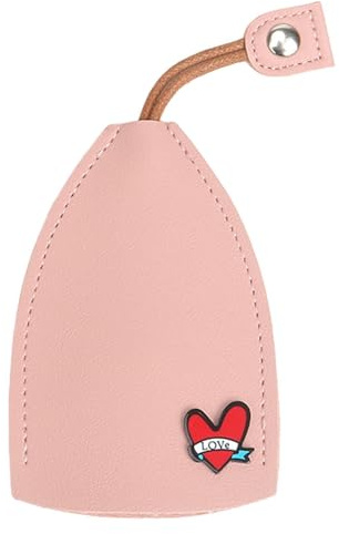 Custodia per chiavi estraibile - Custodia per chiavi in pelle PU resistente | Custodia per chiave protettiva di grande capacità con motivo a cuore, protezione per chiavi dell'auto con portachiavi