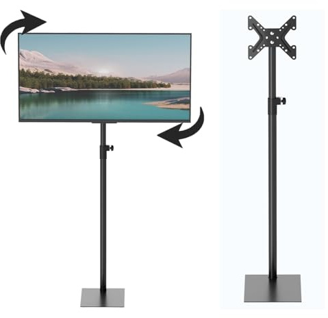 Tcatec Floor TV Stand 360° Swivel Universal Tall TV Stand Adjustable Height and Tilt Extra TV Floor Standing for 14 to 43 Inch TVs Free Standing TV Mount for Bedroom Office Mall