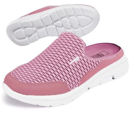 PERLETTI Ciabatte Sneakers Donna Slip On Ultra Leggere - Pantofole Comode con Rete Quattro Stagioni - Sandali Comfort Interno Esterno Traspiranti con Suola Rialzata Antiscivolo (Rosa Antico, 36)