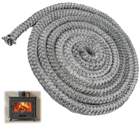 Dupoem Junta de Chimenea para Chimenea, Junta de Cristal Insertado, Chimenea, Junta de Chimenea, Inserto para Poêle a Madera, 8 mm x 2 m, Junta de Fibra de Vidrio