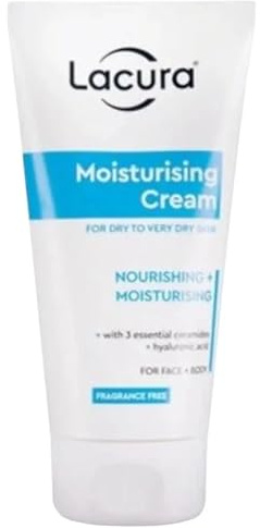 Bizzal Lacura Moisturising Cream for Dry to Very Dry Skin, Fragrance Free, Nourishing Face and Body Cream with Essential Complexes, 150ml