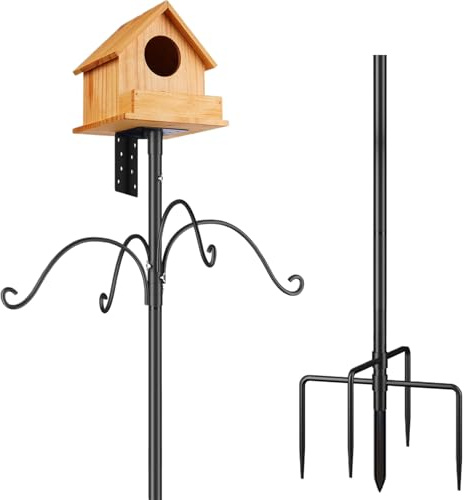 Ranley Columna de para pájaros, Altura Ajustable, Metal, 193 cm, Colgador para colibrí, para Alimentar Ardillas, anidación de Plantas, estación meteorológica, para Exteriores, césped, jardín