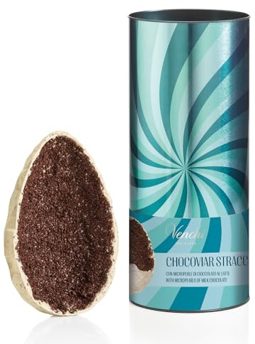 Venchi - Uovo di Cioccolato Chocoviar Stracciatella, 390 Gr, Senza Glutine, Collezione Pasqua Venchi, Con Sorpresa, Idea Regalo