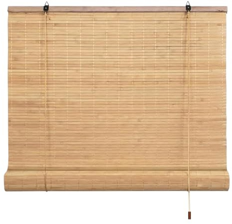 EasySpeed Estor Enrollable de Bambú Natural 60x140cm,Marrón | Persiana enrollable y estor ajustable de ocultación, cortina de madera con diseño natural. Válido para interior y exterior
