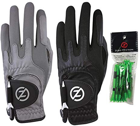 Zero Friction Cabretta Elite Lot de 2 Gants de Golf pour Main Gauche Taille Unique Gris et Noir