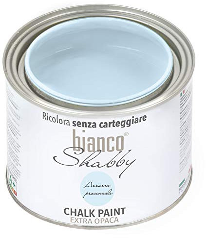 bianco Shabby® Azzurro Provenzale (Provençal Blue) Water-Based Chalk Paint for All Surfaces – Extra Matt Finish (500 ml)