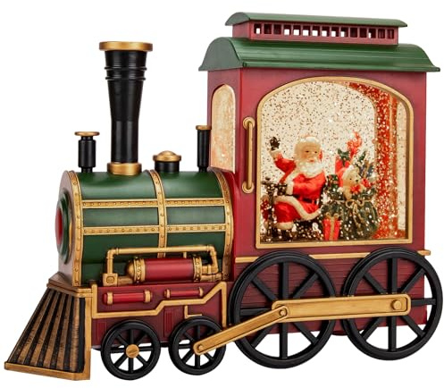 Christmas Train Snow Globe with Music and Lights, Musical Snow Globe Lantern for Holiday Decor, Battery/USB Powered with Auto Timer for Home Holiday Decoration Gift