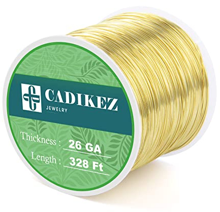 [328 Feet] 28 Gauge Craft Wire Jewelry Wire 100M/0.3mm Gold Plated Thin Brass Soft Metal Wire Bulk for Jewelry Making