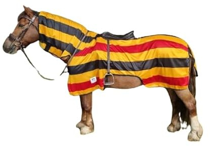 Stripes Print Horse Exercise Sheet - Combo Fly Rug with Neck & Tail Flap - Equestrian Ride On Sheets for Pony Competition Riding Stable Outdoor Fields Yards