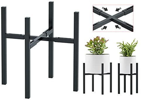 Urban Deco Supporto per piante regolabile in metallo per esterni e interni, con supporto, adatto per piante da 20-35 cm, supporto per fiori moderno di metà secolo, supporto angolare per piante da