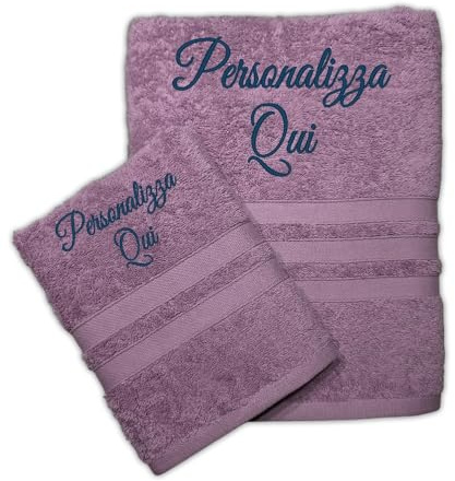 Cieffepi Home Collections Solo My Basic Set de serviettes visage + invité personnalisé en éponge de pur coton (mauve)