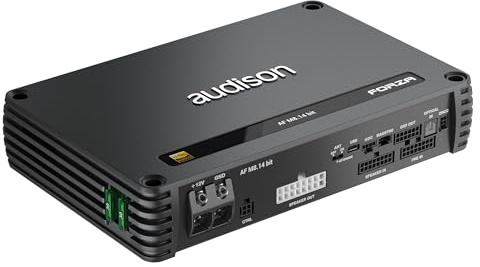 Audison AF M8.14 bit – Amplificatore 8 Canali Classe D con DSP a 14 Canali, 1120W RMS, Alta Risoluzione 24bit/96kHz, Integrazione OEM Avanzata