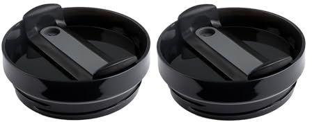 Tabanzhe 2 PCS 40 OZ Tumbler Lids for Stanley Cup with Straw Hole,No Leakage Tumbler Cup Covers Replacement Lids,Reusable Leak-Proof Splash-Proof Cup Lids Suitable for Travel Outdoor Activities(Black)