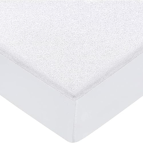 New 100% Cotton Extra Deep Terry Towelling Mattress Protector Double Bed Mattress Cover Terry Fitted Sheets Double Size Waterproof Mattress Topper Double, 135x190 cm