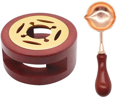 USHXVG 1 Piece Sealing Wax Stove and 1 Piece Sealing Wax Spoon, Wax Seal Stamp Set, Wax Heater, Red