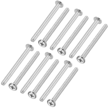 PATIKIL Flat Round Head Phillips Screws,8 Pack M6-1 x 75mm Binding Screws | 304 Stainless Steel 18-8 Full Thread,Phillips Drive Machine Screw Furniture Screw Connector Bolts