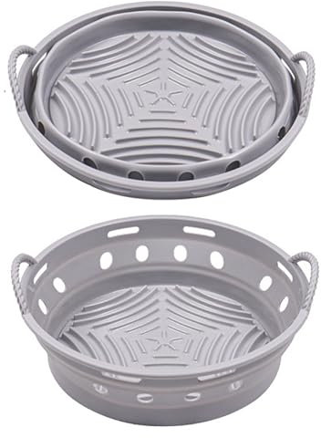 Teglia in Silicone per Friggitrice ad Aria - Vaschette per friggitrice ad aria - Accessori per Friggitrice ad Aria Antiadesiva, Adatta per Temperature Fino a 230°C, Facile da Pulire (Arrotondato)