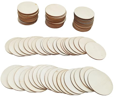 Anktily 100 discos circulares de madera sin terminar, 7 cm, 100 piezas