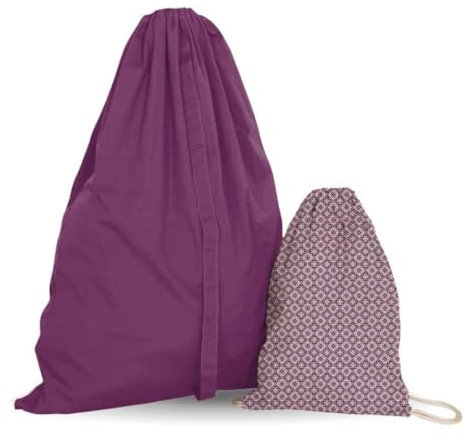 PARENCE.- Set di 2 sacchi per la biancheria con coulisse - Tessuto opaco per vestiti, biancheria intima - Set di 2 pezzi (60x80cm + 30x40cm)