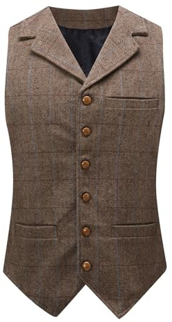 Allthemen Homme Gilet Costume Formelle Vest Sans Manches Vintages Simple Boutonnage Soiree Mariage