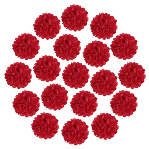 QUARKZMAN 20Pcs Pompon Di Carta Velina, 10cm Fiori Di Carta Grandi E Colorati Decorazioni Per Parete Per Fiesta Party Compleanno Matrimonio Rosso