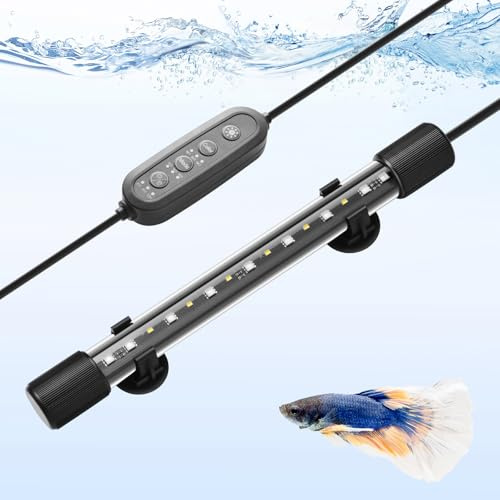 FEDOUR 28CM Luces LED para Acuario Sumergibles, Iluminación para Acuario 24/7 Ciclo con LEDs RGBW de Espectro Completo, Luz para Pecera Impermeable IP68 con Atenuación, Temporización y Ajuste de Color