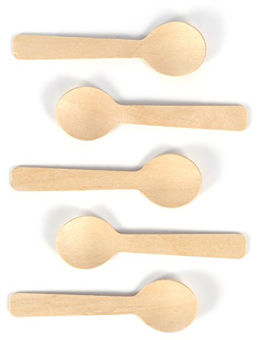 BAOFUYA Cucharas de Degustación de Madera, Cucharas para Postre, Yogur, Sopa, Helado con Largo, Superficie Pulida, de Degustación de Madera, 100 Piezas de 4 Pulgadas Mini Cuchara de Helado Nan