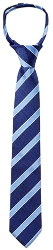 Falzqq Cravate pour enfant garçon - Cravate rayée pré-nouée pour uniforme scolaire, remise de diplôme, mariage, cosplay - Bleu et noir