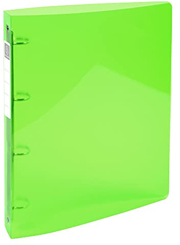 Exacompta - Réf. 51771E - Classeur semi-rigide Polypropylène Iderama - 4 anneaux ronds diamètre 30 mm - Dos 40 mm - Dimensions extérieures : 32x26,8 cm - Format à classer A4 Maxi - Coloris vert anis