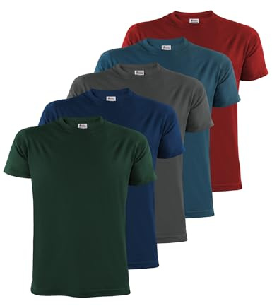 ALPIDEX Tee Shirt Homme S-5XL Lot de 5 Basique Manches Courtes 100% Coton | 175 g/m², Manches Courtes, Coupe Droite, OEKO-TEX, Respirant, Lavable Machine, Sport, Coton, Basique, Confort, Travail, Doux