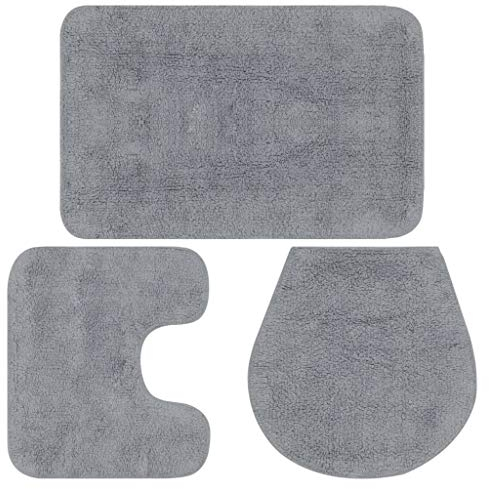 Tidyard 3-TLG. Badematten Set | Badezimmer Teppich Set | Badematte mit Klosettumrahmung und WC-Vorleger aus Baumwolle | Badgarnitur Antistatisch Pflegeleicht Farbauswahl