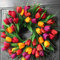 UNIE 45 cm künstliche Tulpenblumenkränze aus Seide, Frühlingskranz für Ostern, Hochzeit, Dekoration