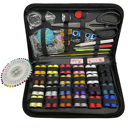 Sewing Kit, 173 Pieces Sewing Accessories Portable Sewing Kits for Adults UK, DIY Premium Sewing Supplies for Home, Travel and Emergency with Sewing Needles,Thread, Thimble, Scissors, Measure Tape…