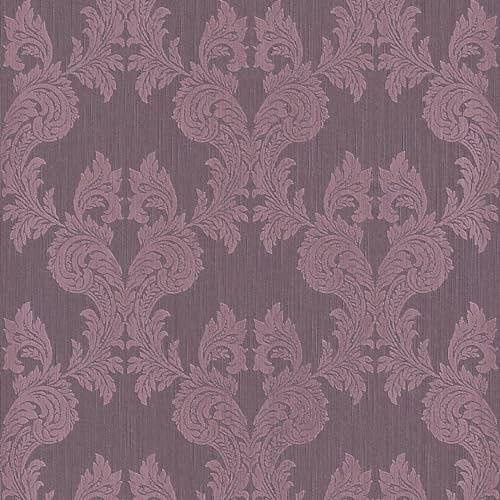 Textiloptik tapet Profhome 956305-GU textiltapet strukturerad i barockstil matt lila 5,33 m2