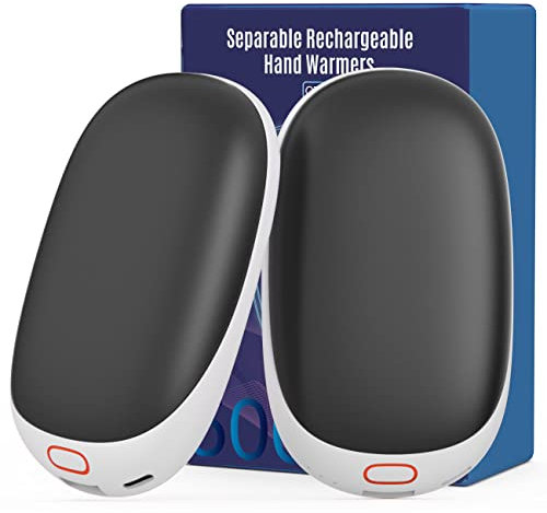 Jonwall Handwärmer Wiederaufladbar, 2er 5000mAh Wiederverwendbarer Magnetischer Handwärmer Elektrisch Tragbarer Taschenwärmer, USB Batteriebetriebener Powerbank Handwärmer Geschenk für Frauen Schwarz