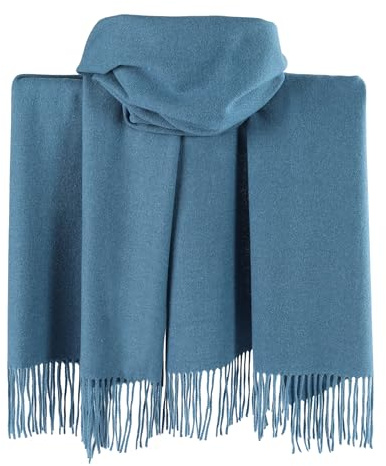 London Scarfs Cashmere Scarf Pashmina Shawls and Wraps for Women Warm Winter More Thicker Soft Scarves (Thick Cashmere Denim Blue)