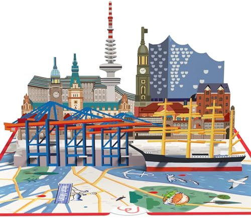 papercrush® popup-kort Hamburg – 3D-kort med Elbphilharmoni som resekupong för Hamburg kort resa, sedelgåva till musikal, födelsedagskort för Hamburgare, hotellkupong till födelsedag