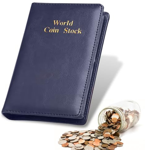 MenYiYDS 120 Flipchart de colección de Monedas, álbum Monedero, portamonedas, álbum de Monedas de Bolsillo, Monedero y pequeña colección de chapas (Azul, 15 * 11cm)