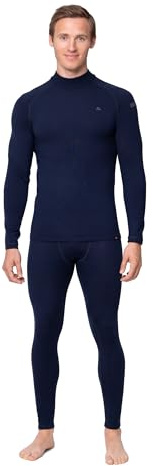 DANISH ENDURANCE Completo Termico Uomo in Lana Merino, per Il Freddo Estremo, Maglia Termica Invernale, Blu Notte, M